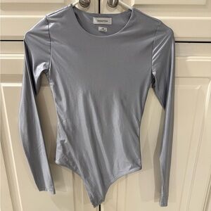 Babaton Metallic Gray Long Sleeve Bodysuit